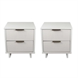 Manhattan Comfort Granville Solid Wood Nightstand 2.0 in White- Set of 2