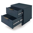 Manhattan Comfort Granville Solid Wood Nightstand 2.0 in Midnight Blue- Set of 2