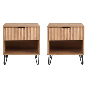 DUMBO 1.0 Nightstand from Engineered Wood in Golden Brown - Set of 2