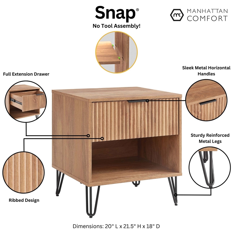 DUMBO 1.0 Nightstand from Engineered Wood in Golden Brown - Set of 2