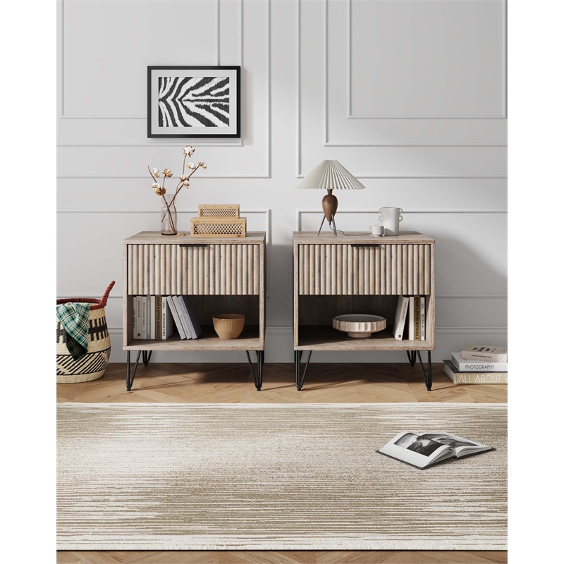DUMBO 1.0 Nightstand from Engineered Wood in Rustic Gray - Set of 2