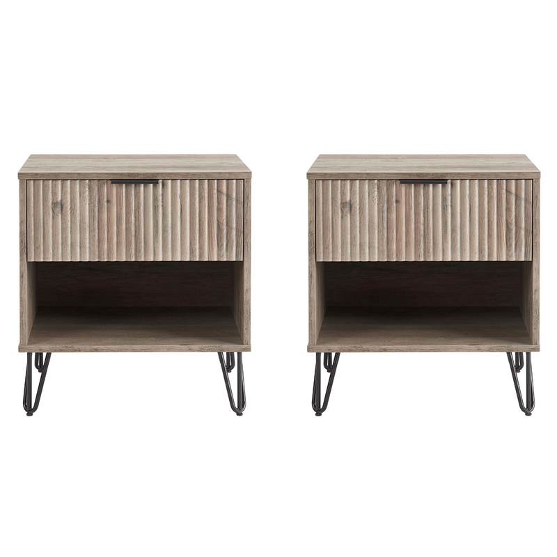 DUMBO 1.0 Nightstand from Engineered Wood in Rustic Gray - Set of 2