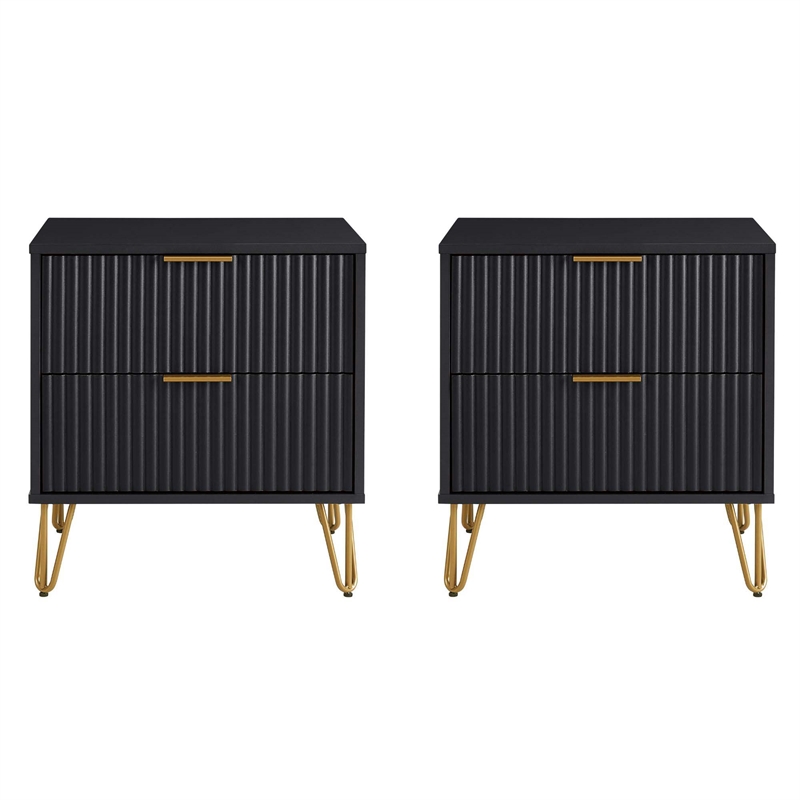 DUMBO 2.0 Nightstand from Engineered Wood in Black - Set of 2