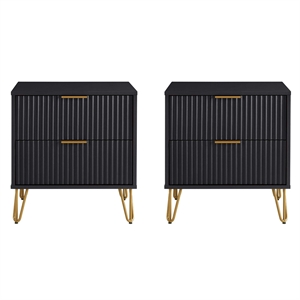 DUMBO 2.0 Nightstand from Engineered Wood in Black - Set of 2