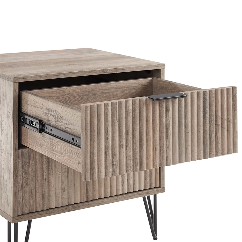 DUMBO 2.0 Nightstand from Engineered Wood in Rustic Gray - Set of 2
