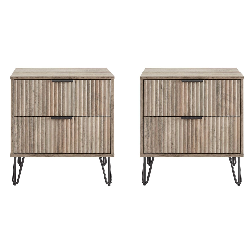 DUMBO 2.0 Nightstand from Engineered Wood in Rustic Gray - Set of 2