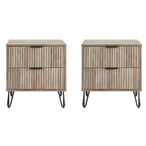 DUMBO 2.0 Nightstand from Engineered Wood in Rustic Gray - Set of 2