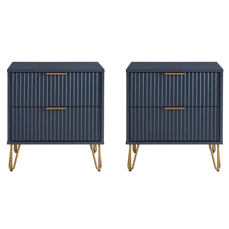 DUMBO 2.0 Nightstand from Engineered Wood in Midnight Blue - Set of 2