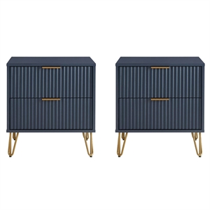 DUMBO 2.0 Nightstand from Engineered Wood in Midnight Blue - Set of 2