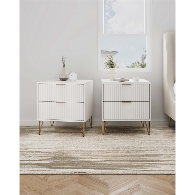 DUMBO 2.0 Nightstand from Engineered Wood in White - Set of 2