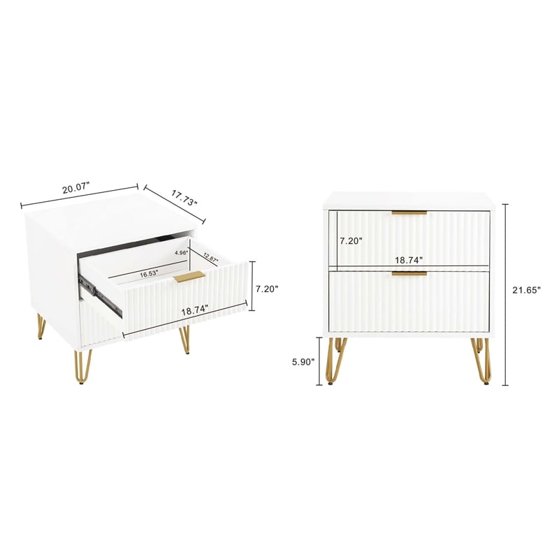DUMBO 2.0 Nightstand from Engineered Wood in White - Set of 2