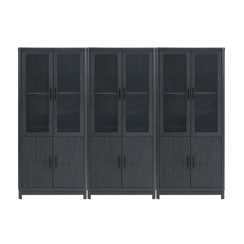 Jodie Bookcase made from Engineered Wood in Charcoal Gray - Set of 3