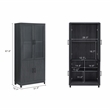 Jodie Bookcase made from Engineered Wood in Charcoal Gray - Set of 3