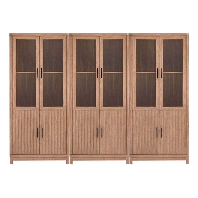 Manhattan Comfort Jodie Bookcase made from Engineered Wood in Maple - Set of 3