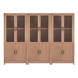 Manhattan Comfort Jodie Bookcase made from Engineered Wood in Maple - Set of 3