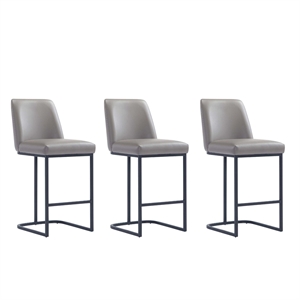 Manhattan Comfort Serena Counter Stool with Steel Base in Gray (Set of 3)
