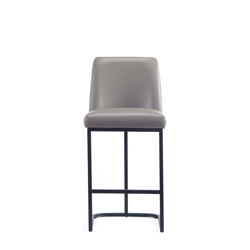 Manhattan Comfort Serena Counter Stool with Steel Base in Gray (Set of 3)