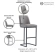 Manhattan Comfort Serena Counter Stool with Steel Base in Gray (Set of 3)