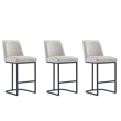 Manhattan Comfort Serena Counter Stool with Steel Base in Light Gray (Set of 3)