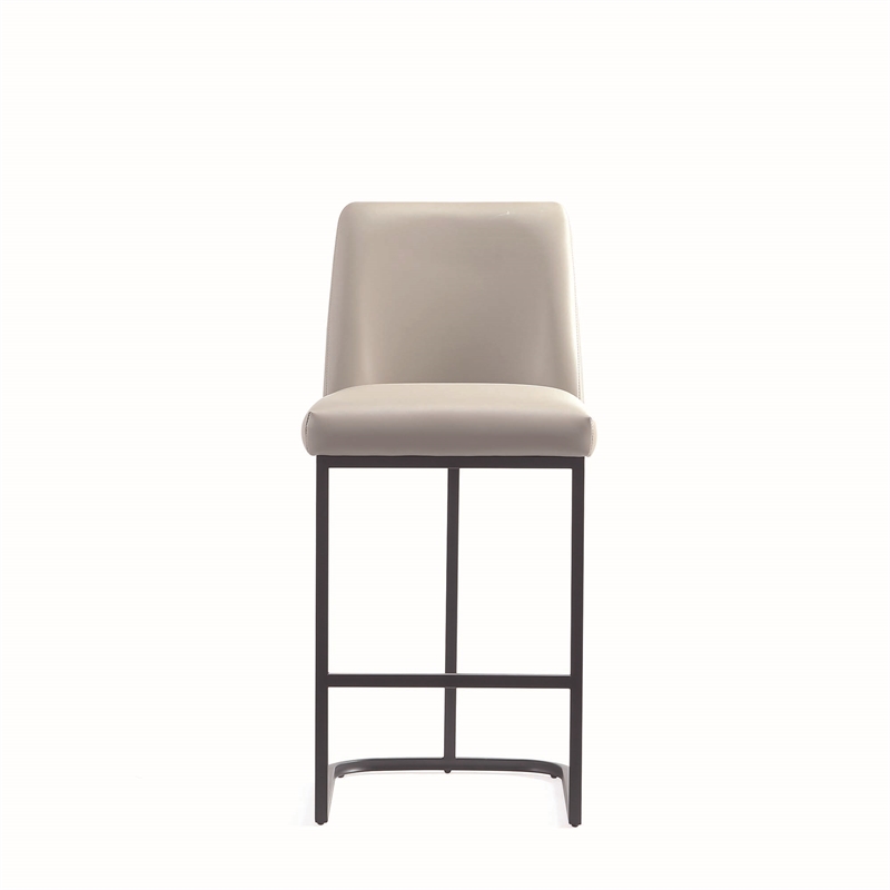Manhattan Comfort Serena Counter Stool with Steel Base in Light Gray (Set of 3)