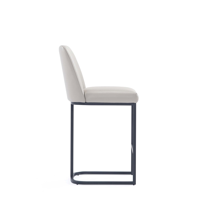 Manhattan Comfort Serena Counter Stool with Steel Base in Light Gray (Set of 3)