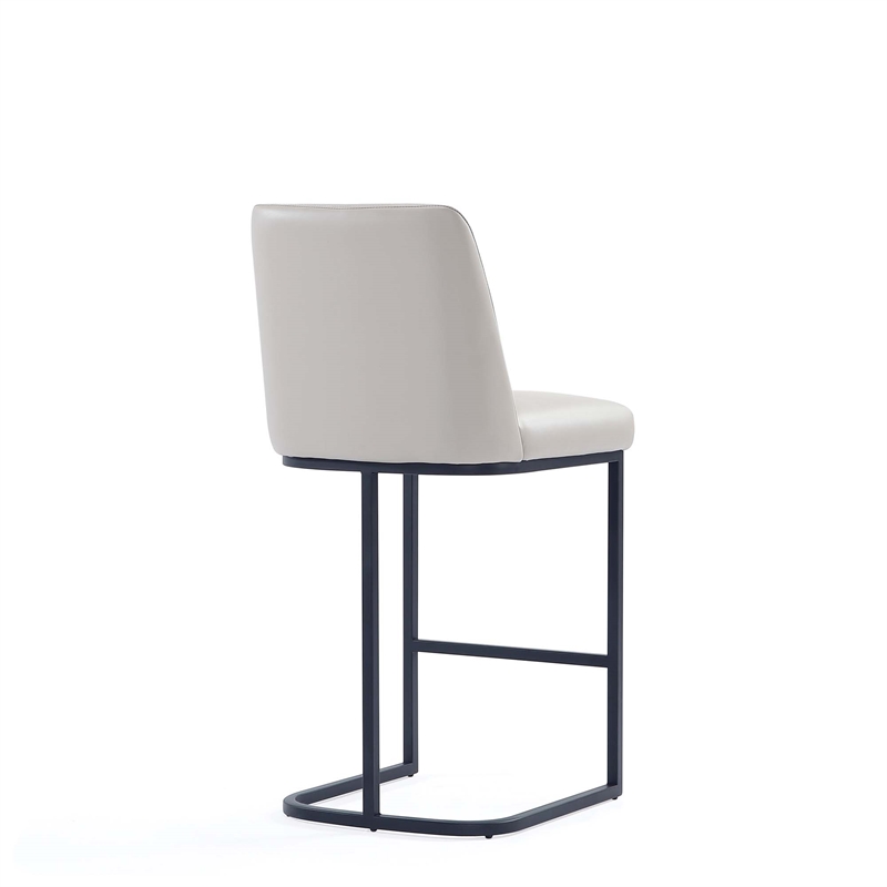 Manhattan Comfort Serena Counter Stool with Steel Base in Light Gray (Set of 3)