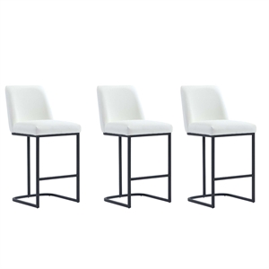 Manhattan Comfort Serena Counter Stool with Steel Base in White (Set of 3)