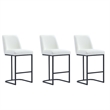 Manhattan Comfort Serena Counter Stool with Steel Base in White (Set of 3)