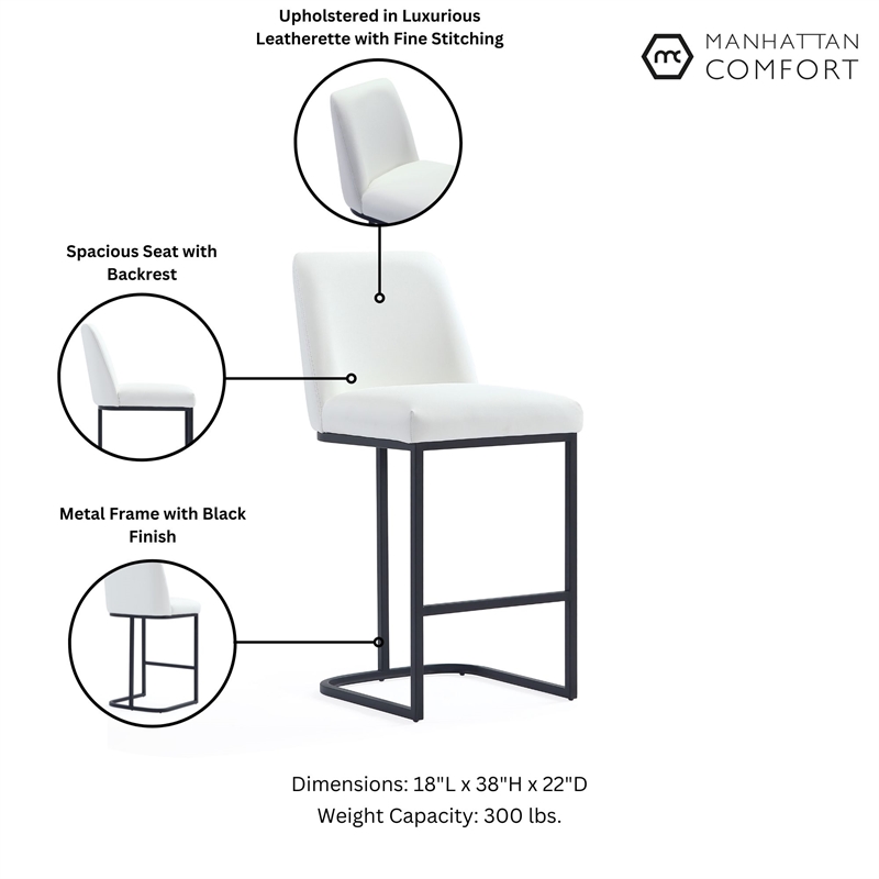 Manhattan Comfort Serena Counter Stool with Steel Base in White (Set of 3)