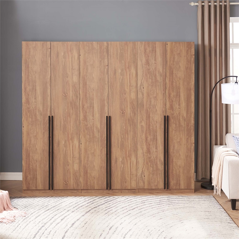 Lee Wardrobe Closet from 1.0 Engineered Wood in Golden Brown - Set of 3