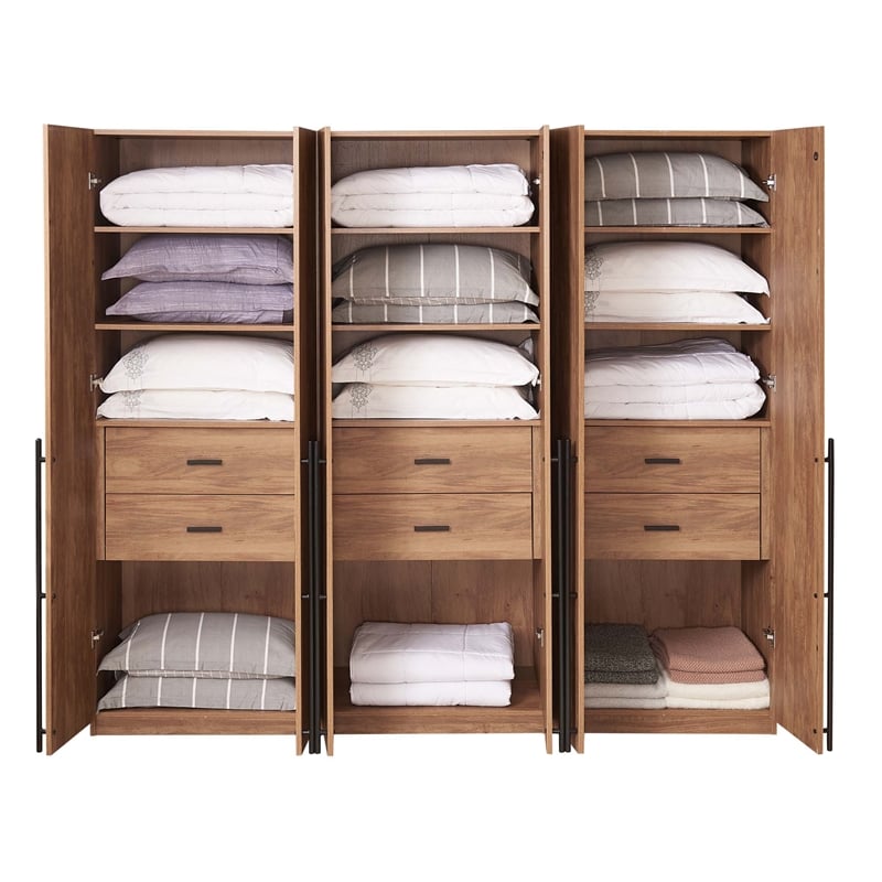 Lee Wardrobe Closet from 1.0 Engineered Wood in Golden Brown - Set of 3