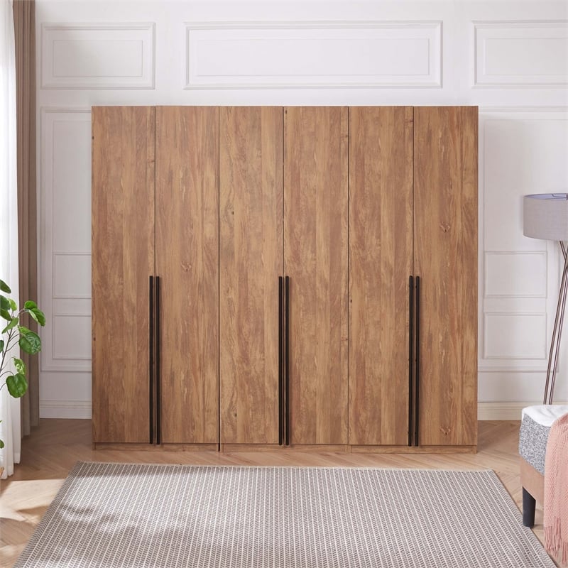 Lee Wardrobe Closet 2.0 from Engineered Wood in Golden Brown - Set of 3