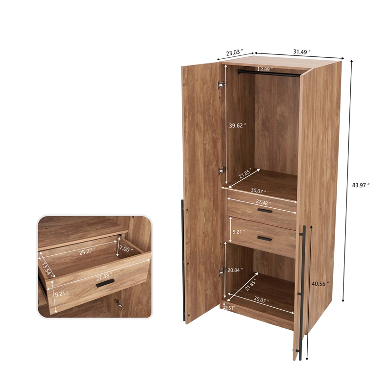 Lee Wardrobe Closet 2.0 from Engineered Wood in Golden Brown - Set of 3