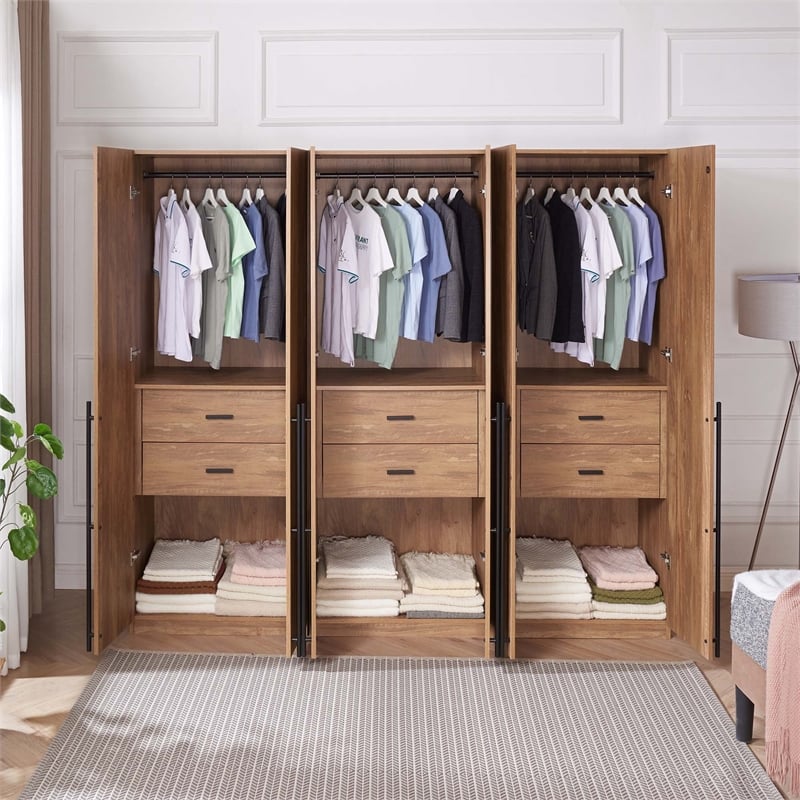 Lee Wardrobe Closet 2.0 from Engineered Wood in Golden Brown - Set of 3