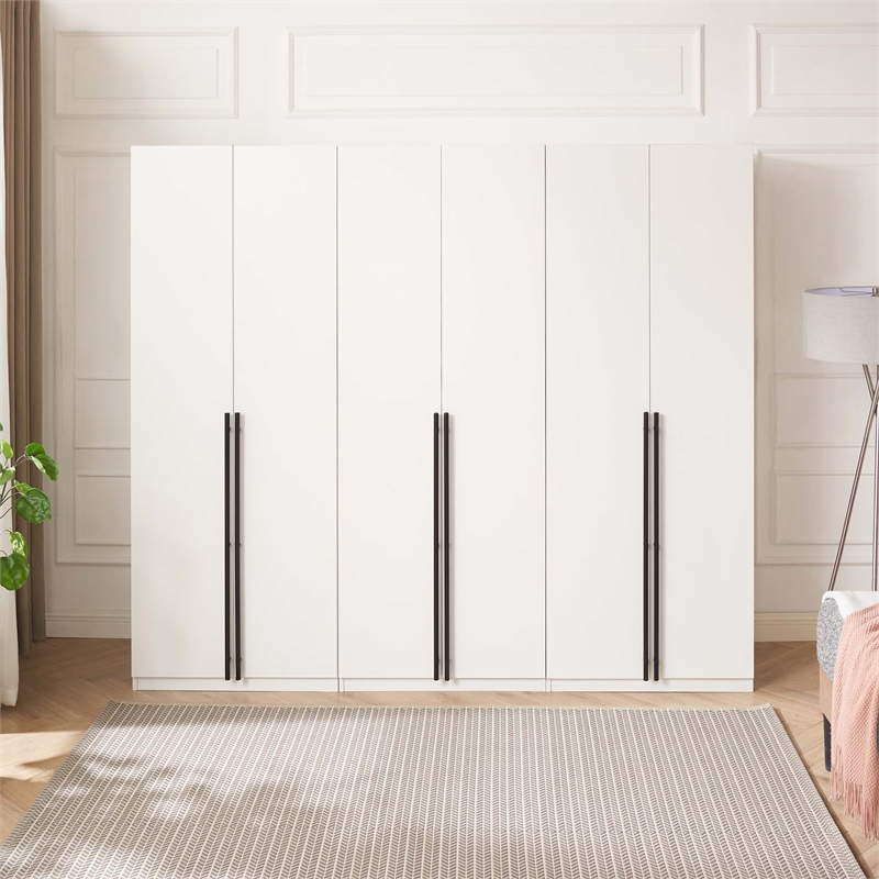Lee Wardrobe Closet 2.0 from Engineered Wood in White - Set of 3