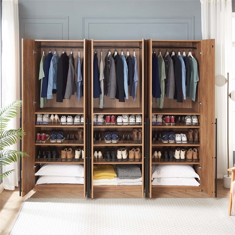 Lee Wardrobe Closet 3.0 from Engineered Wood in Golden Brown - Set of 3