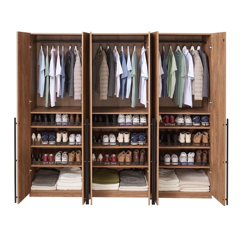 Lee Wardrobe Closet 3.0 from Engineered Wood in Golden Brown - Set of 3