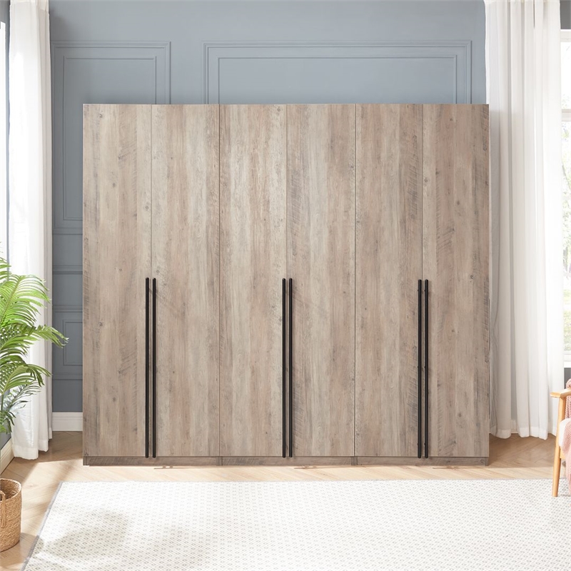 Lee Wardrobe Closet 3.0 from Engineered Wood in Golden Brown - Set of 3