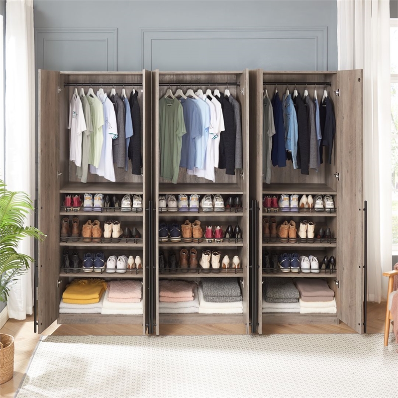 Lee Wardrobe Closet 3.0 from Engineered Wood in Golden Brown - Set of 3