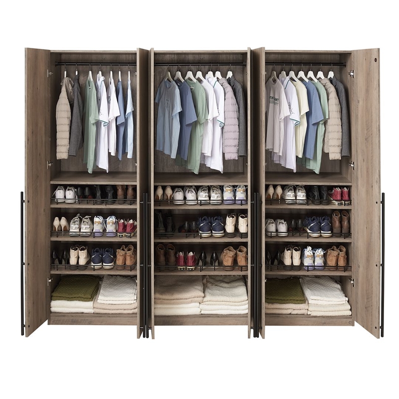 Lee Wardrobe Closet 3.0 from Engineered Wood in Golden Brown - Set of 3