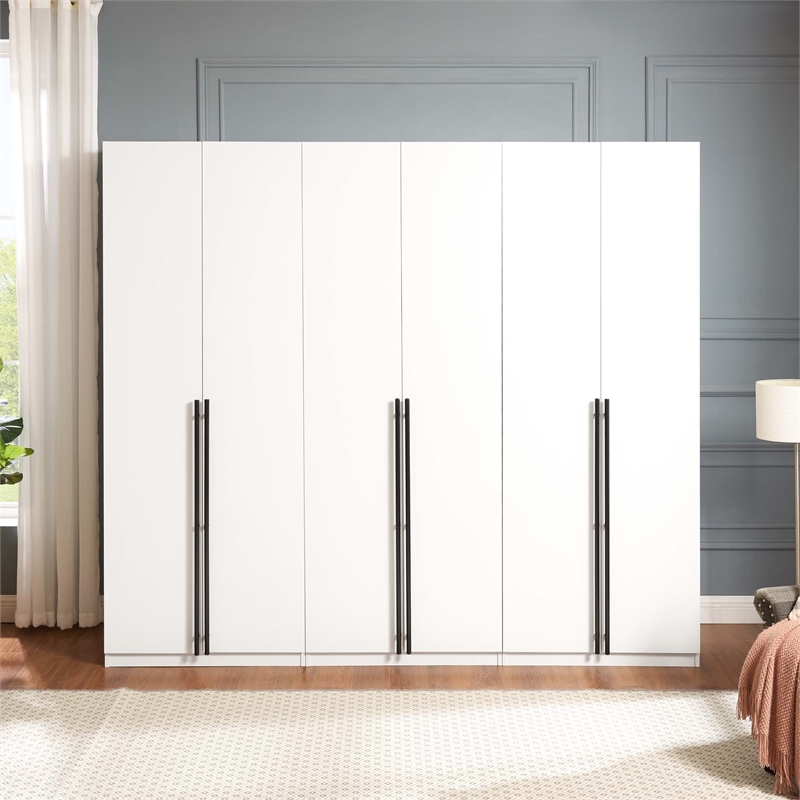Lee Wardrobe Closet 3.0 from Engineered Wood in White - Set of 3
