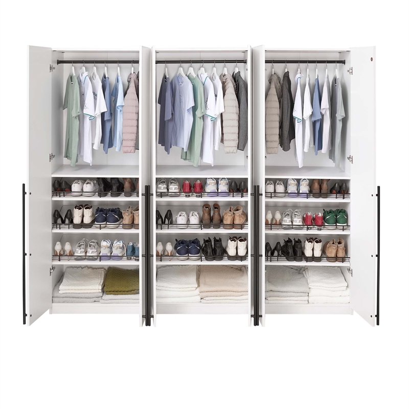 Lee Wardrobe Closet 3.0 from Engineered Wood in White - Set of 3