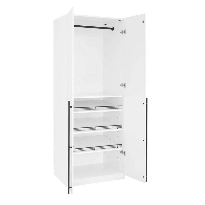 Lee Wardrobe Closet 3.0 from Engineered Wood in White - Set of 3