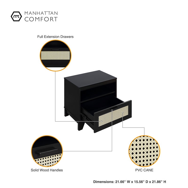 Sheridan 4-Piece Engineered Wood Bookcase TV Stand Sideboard End Table in Black
