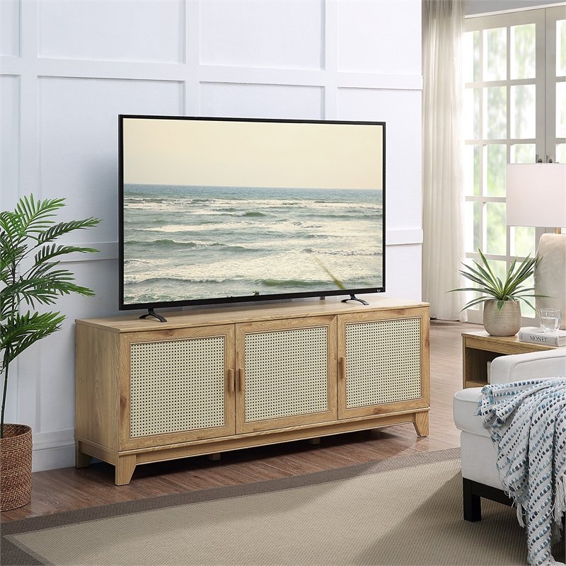 Sheridan 4-PC Engineered Wood Bookcase TV Stand Sideboard End Table in Natural
