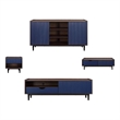 Duane 4 Piece Living Room Set Sideboard TV Stand Coffee Table End Table in Navy