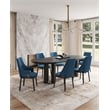 Manhattan Comfort 6-Piece Kara Solid Wood Dining Side and Arm Chairs in Blue