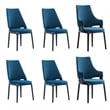Manhattan Comfort 6-Piece Kara Solid Wood Dining Side and Arm Chairs in Blue