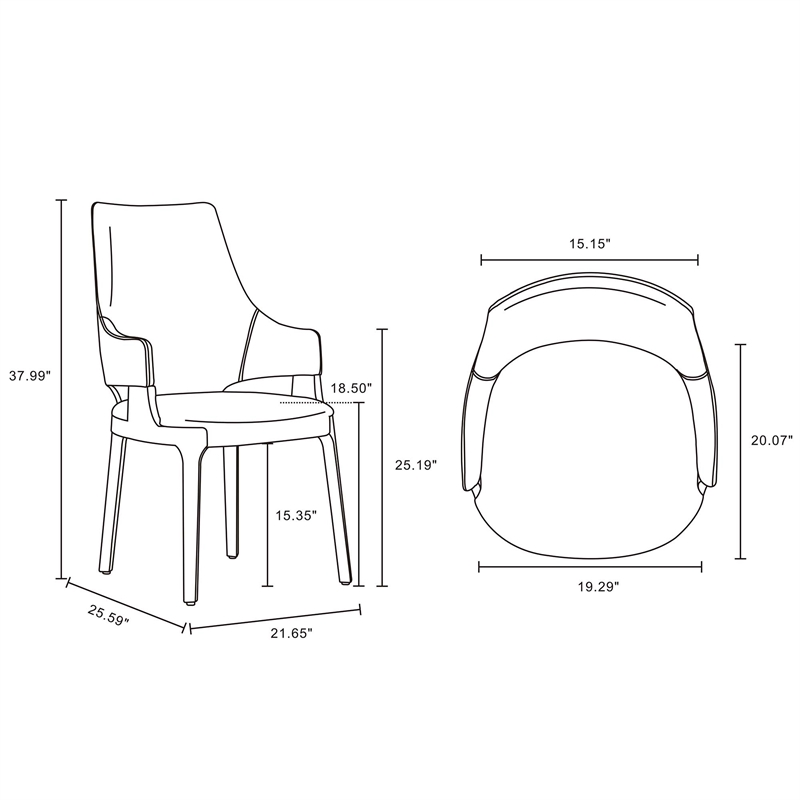 6-Piece Kara Dining Side and Arm Chairs from Solid Wood in Light Gray