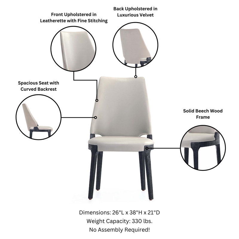 6-Piece Kara Dining Side and Arm Chairs from Solid Wood in Light Gray